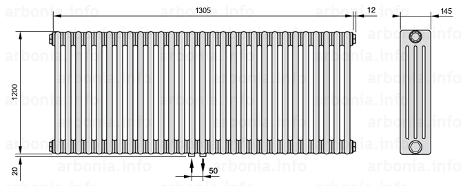 Схема (чертеж) Радиатор Arbonia 4120/29 №98